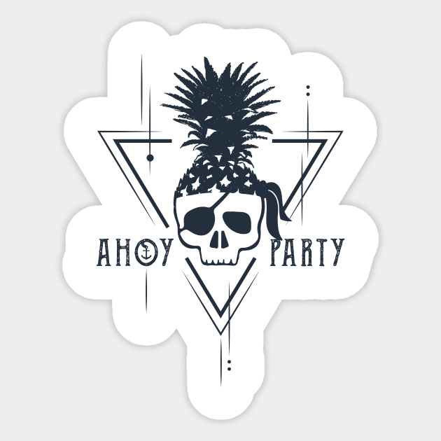 Pirate In Pineapple Hat. Ahoy Party. Humor. Geometric Style Sticker by SlothAstronaut